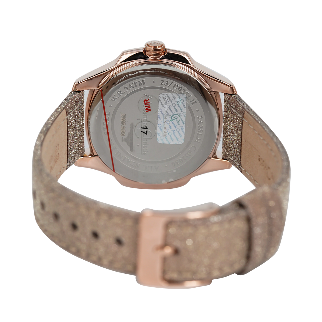 Jam Tangan Alexandre Christie Passion AC 2A28 LHLRGIV Women Olive Green Glitter Dial Olive Green Leather Strap