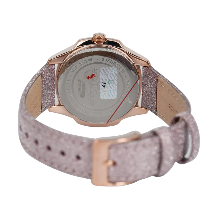 Jam Tangan Alexandre Christie Passion AC 2A28 LHLRGPN Women Pink Glitter Dial Pink Leather Strap