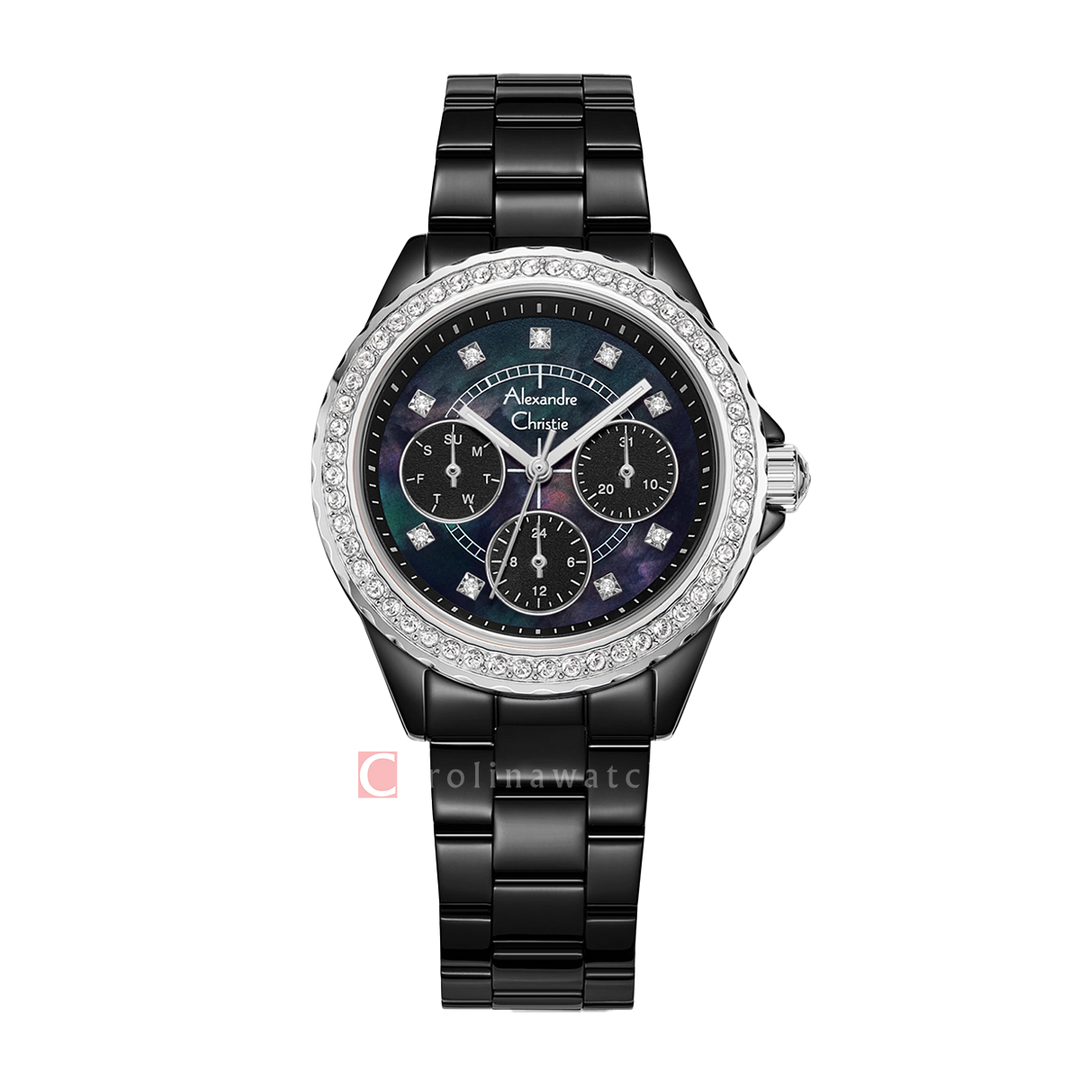 Jam Tangan Alexandre Christie Classic AC 2A30 BFBTBMA Women Black Dial Black Stainless Steel Strap