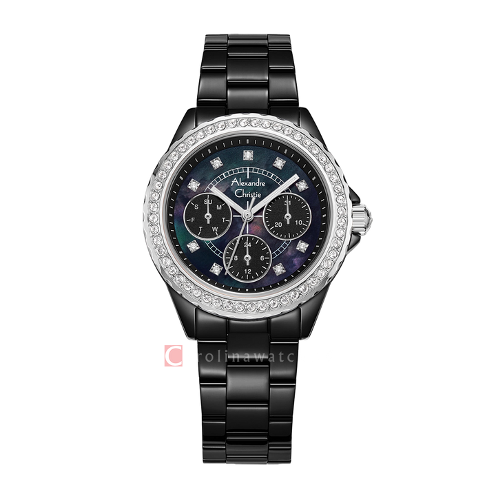 Jam Tangan Alexandre Christie Classic AC 2A30 BFBTBMA Women Black Dial Black Stainless Steel Strap