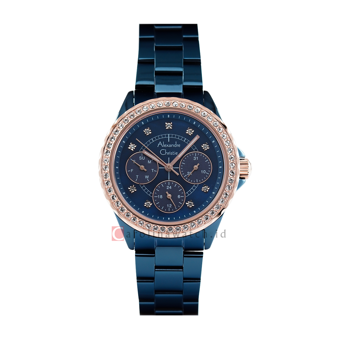 Jam Tangan Alexandre Christie Classic AC 2A30 BFBURMU Women Blue Dial Blue Stainless Steel Strap