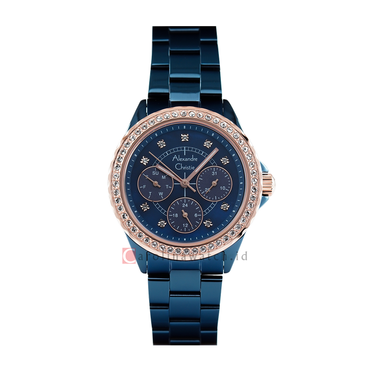 Jam Tangan Alexandre Christie Classic AC 2A30 BFBURMU Women Blue Dial Blue Stainless Steel Strap