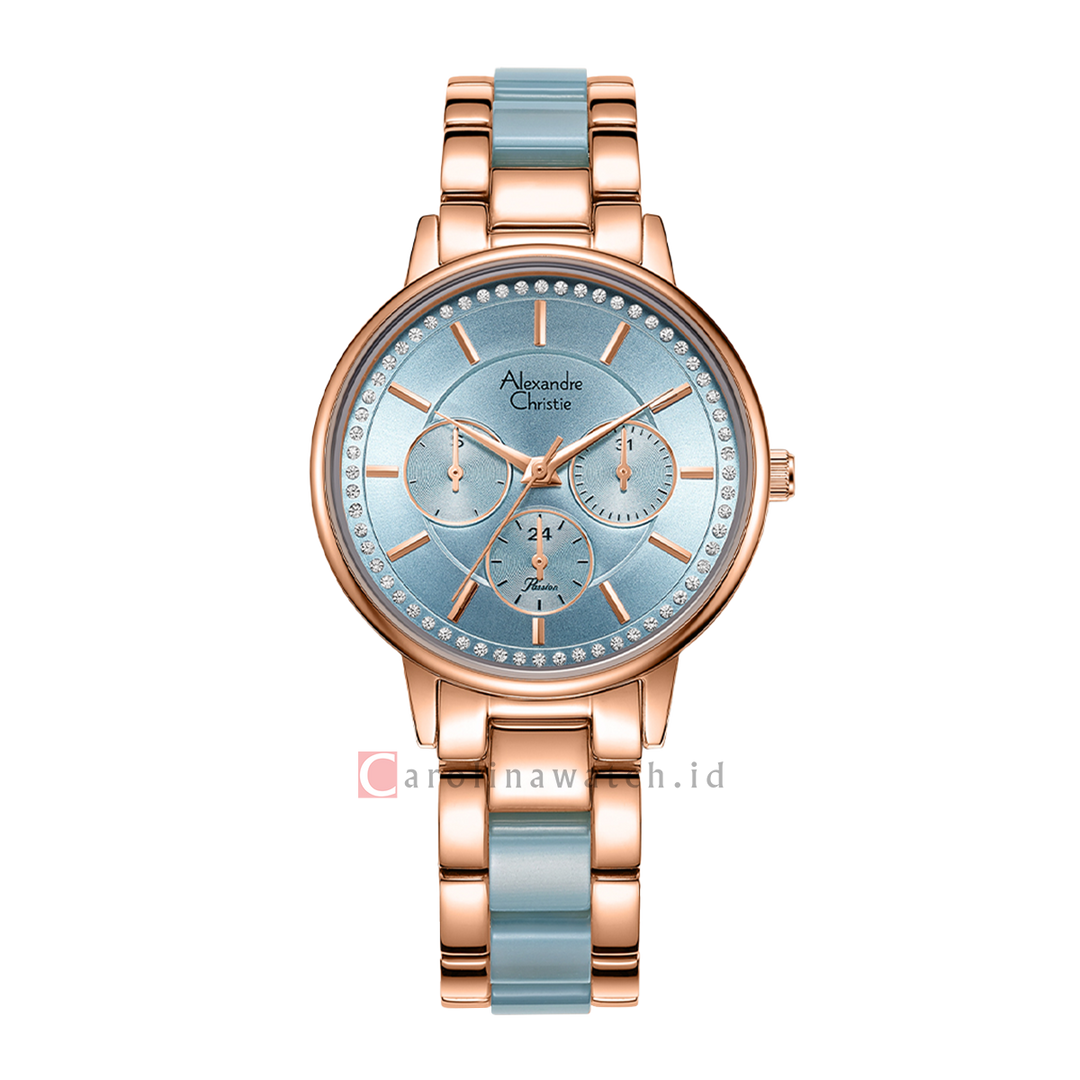 Jam Tangan Alexandre Christie Passion AC 2A31 BFBRGDG Women Blue Dial Dual Tone Stainless Steel Strap