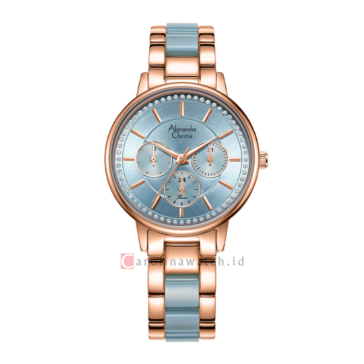 Jam Tangan Alexandre Christie Passion AC 2A31 BFBRGDG Women Blue Dial Dual Tone Stainless Steel Strap