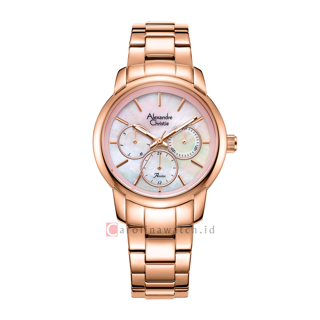 Jam Tangan Alexandre Christie AC 2A34 BFBRGMN Women Mother Of Pearl Dial Rose Gold Stainless Steel Strap