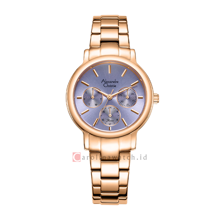 Jam Tangan Alexandre Christie Passion AC 2A35 BFBRGLB Women Light Purple Dial Rose Gold Stainless Steel Strap