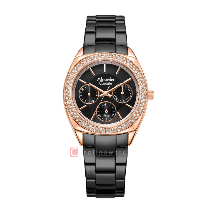 Jam Tangan Alexandre Christie Passion AC 2A36 BFBBRBA Women Black Dial Black Stainless Steel Strap