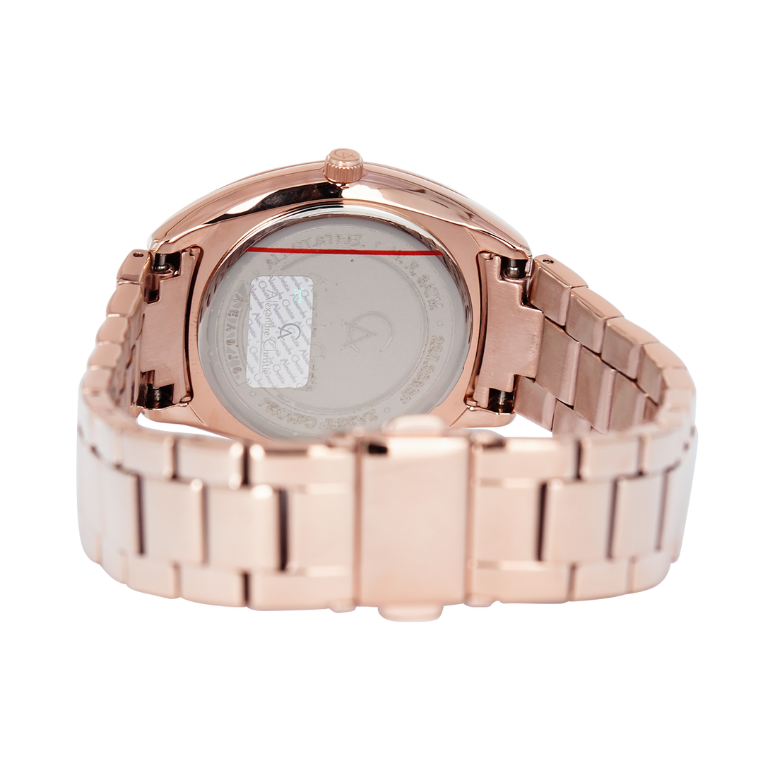 Jam Tangan Alexandre Christie Passion AC 2A36 BFBRGMN Women Pink MOP Dial Rose Gold Stainless Steel Strap