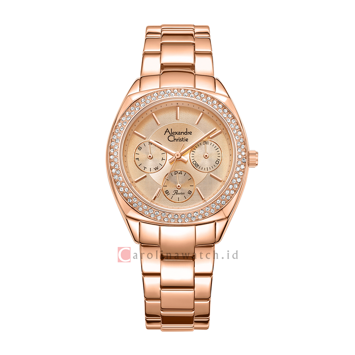 Jam Tangan Alexandre Christie Passion AC 2A36 BFBRGRG Women Rose Gold Dial Rose Gold Stainless Steel Strap