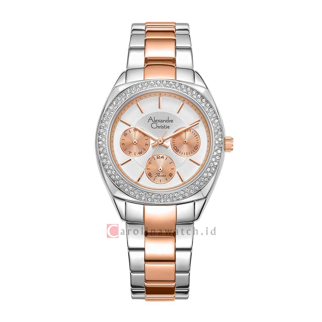 Jam Tangan Alexandre Christie Passion AC 2A36 BFBTRSLRG Women Silver Dial Dual Tone Stainless Steel Strap