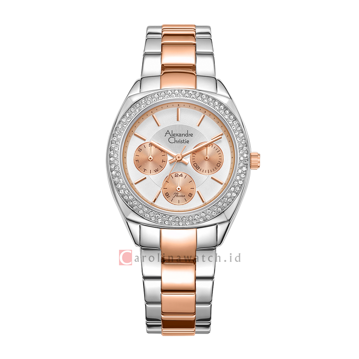 Jam Tangan Alexandre Christie Passion AC 2A36 BFBTRSLRG Women Silver Dial Dual Tone Stainless Steel Strap