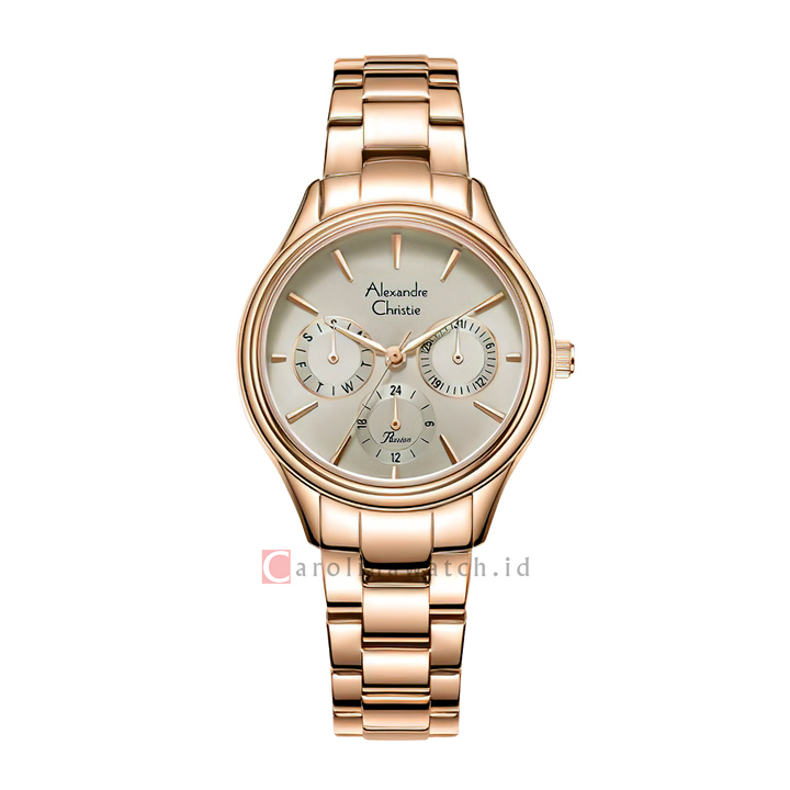 Jam Tangan Alexandre Christie Passion AC 2A37 BFBRGGRRG Women Rose Gold Dial Rose Gold Stainless Steel Strap