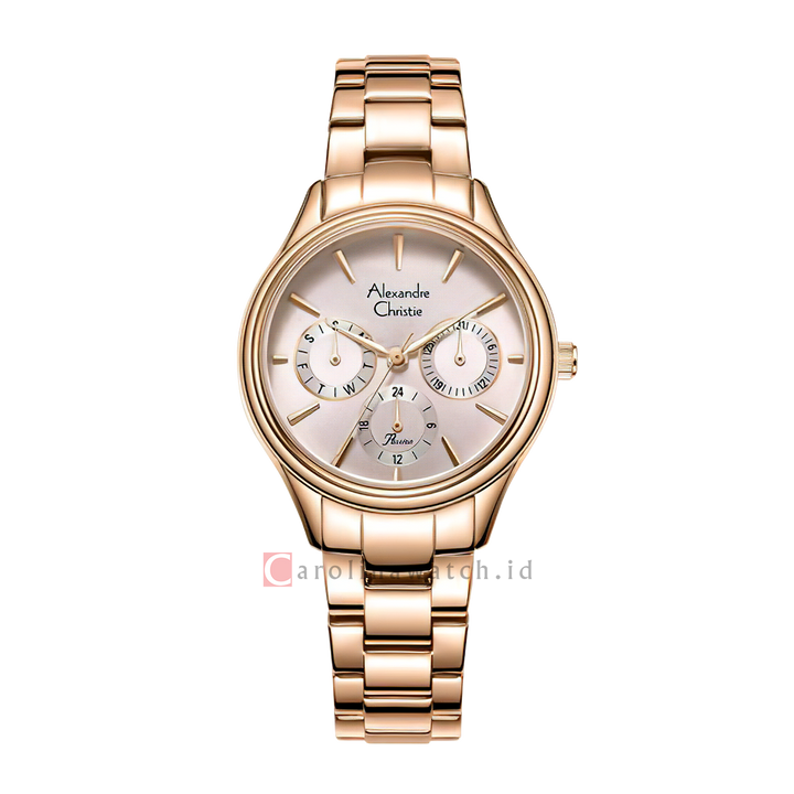 Jam Tangan Alexandre Christie Passion AC 2A37 BFBRGPNRG Women Light Pink Dial Rose Gold Stainless Steel Strap