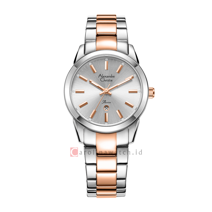 Jam Tangan Alexandre Christie Passion AC 2A40 LDBTRSL Women Silver Dial Dual Tone Stainless Steel Strap