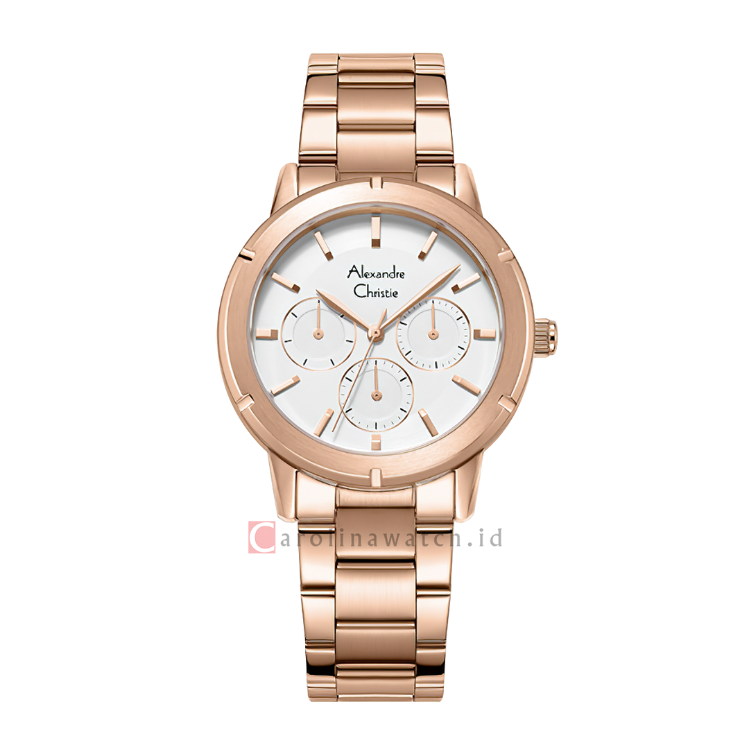 Jam Tangan Alexandre Christie Classic AC 2A43 BFBRGSL Women Silver Dial Rose Gold Stainless Steel Strap