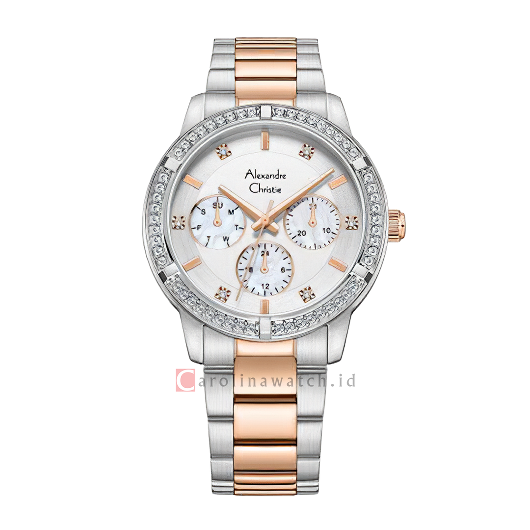 Jam Tangan Alexandre Christie Classic AC 2A45 BFBTRSL Women Silver Dial Dual Tone Stainless Steel Strap