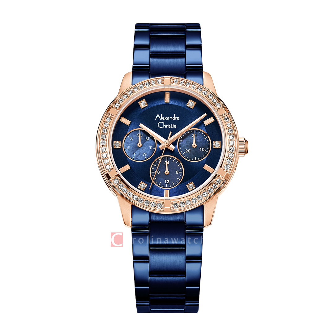 Jam Tangan Alexandre Christie AC 2A45 BFBURBU Women Blue Dial Blue Stainless Steel Strap