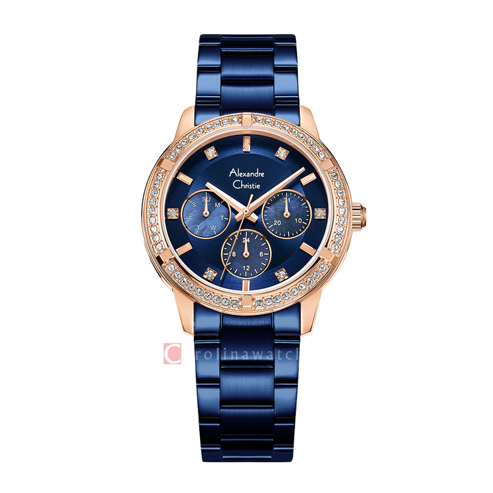 Jam Tangan Alexandre Christie AC 2A45 BFBURBU Women Blue Dial Blue Stainless Steel Strap