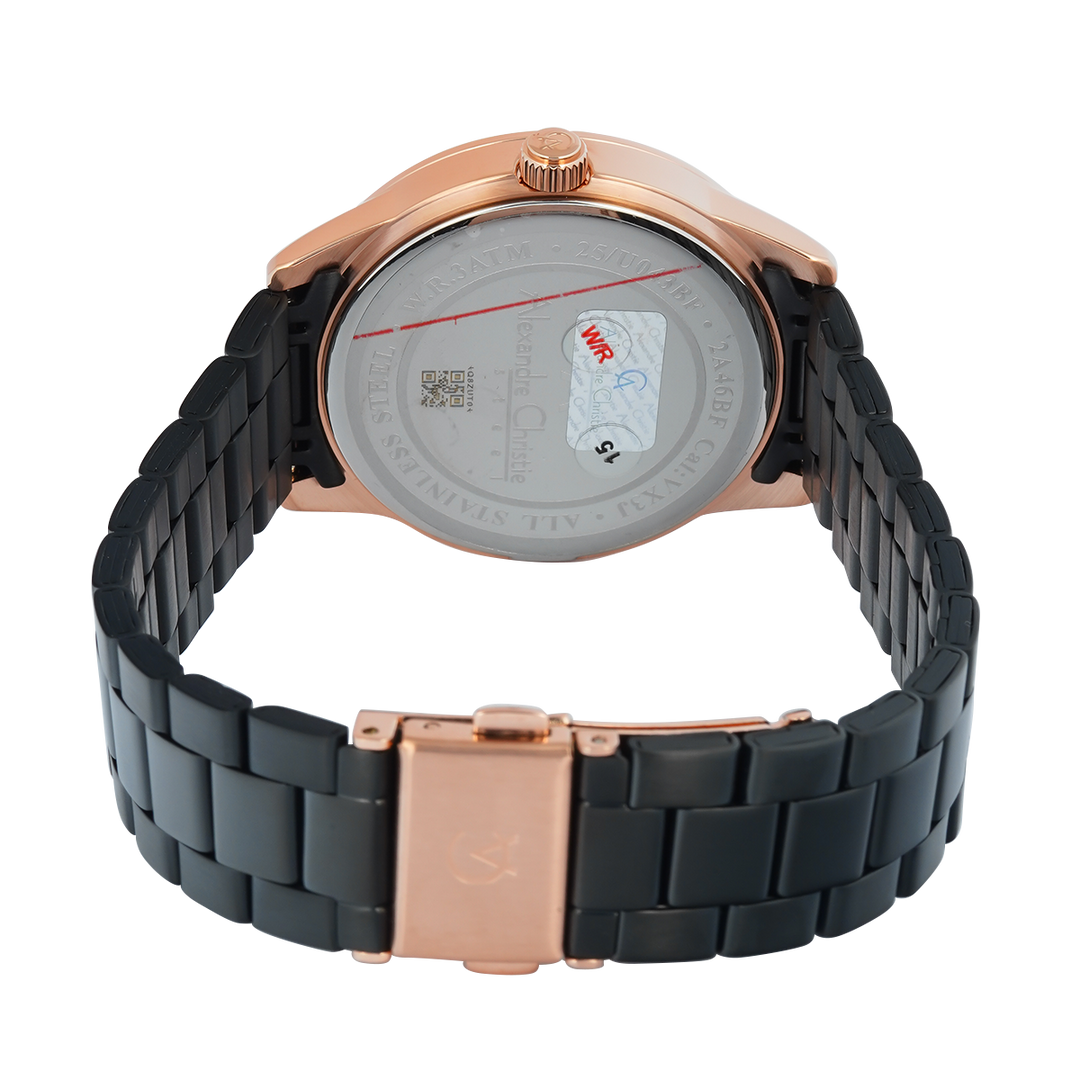 Jam Tangan Alexandre Christie AC 2A46 BFBBRBA2 Women Black Dial Black Stainless Steel Strap