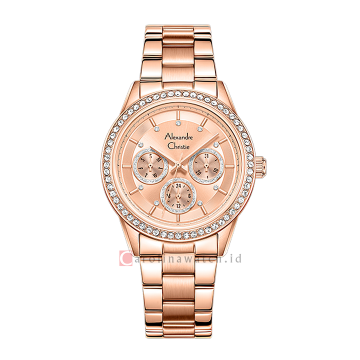Jam Tangan Alexandre Christie AC 2A46 BFBRGLN2 Women Rose Gold Dial Rose Gold Stainless Steel Strap