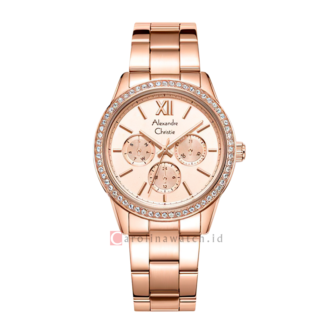 Jam Tangan Alexandre Christie Multifunction AC 2A46 BFBRGLN Women Rose Gold Dial Rose Gold Stainless Steel Strap