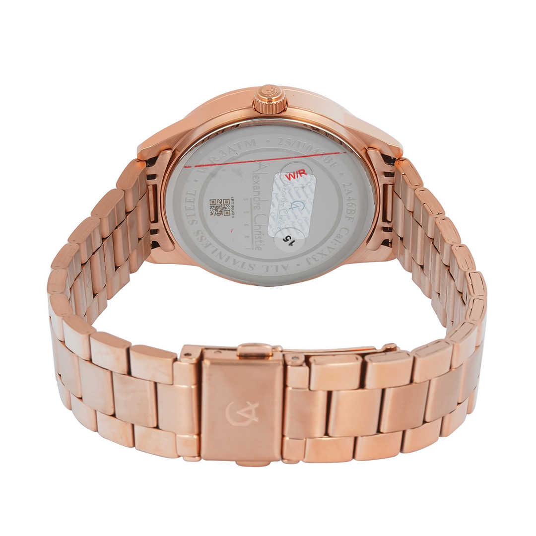 Jam Tangan Alexandre Christie AC 2A46 BFBRGSL2 Women Silver Dial Rose Gold Stainless Steel Strap