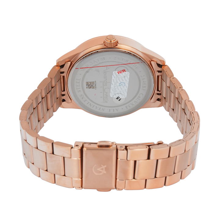 Jam Tangan Alexandre Christie AC 2A46 BFBRGSL2 Women Silver Dial Rose Gold Stainless Steel Strap