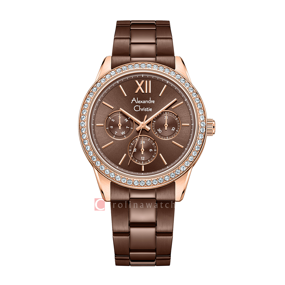 Jam Tangan Alexandre Christie Classic AC 2A46 BFBROBO Women Brown Dial Brown Stainless Steel Strap