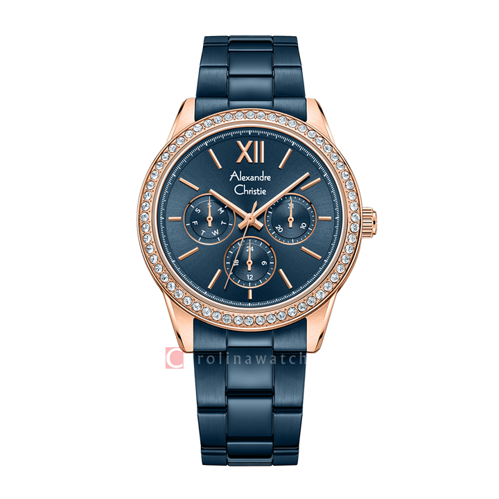 Jam Tangan Alexandre Christie AC 2A46 BFBURBU Women Blue Dial Blue Stainless Steel Strap