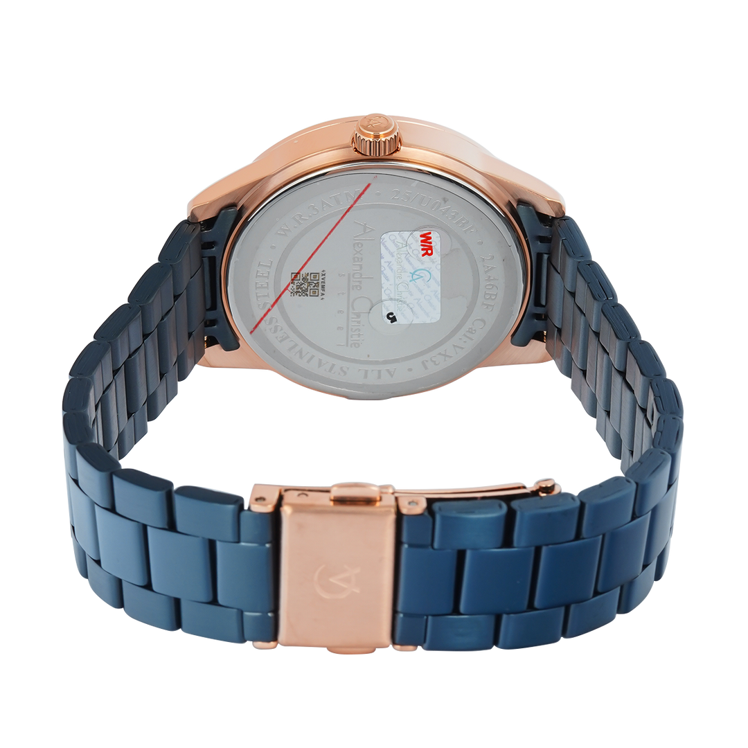 Jam Tangan Alexandre Christie AC 2A46 BFBURBU2 Women Blue Dial Blue Stainless Steel Strap