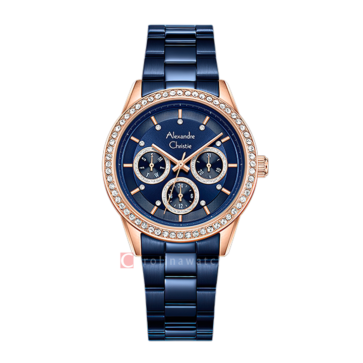 Jam Tangan Alexandre Christie AC 2A46 BFBURBU2 Women Blue Dial Blue Stainless Steel Strap