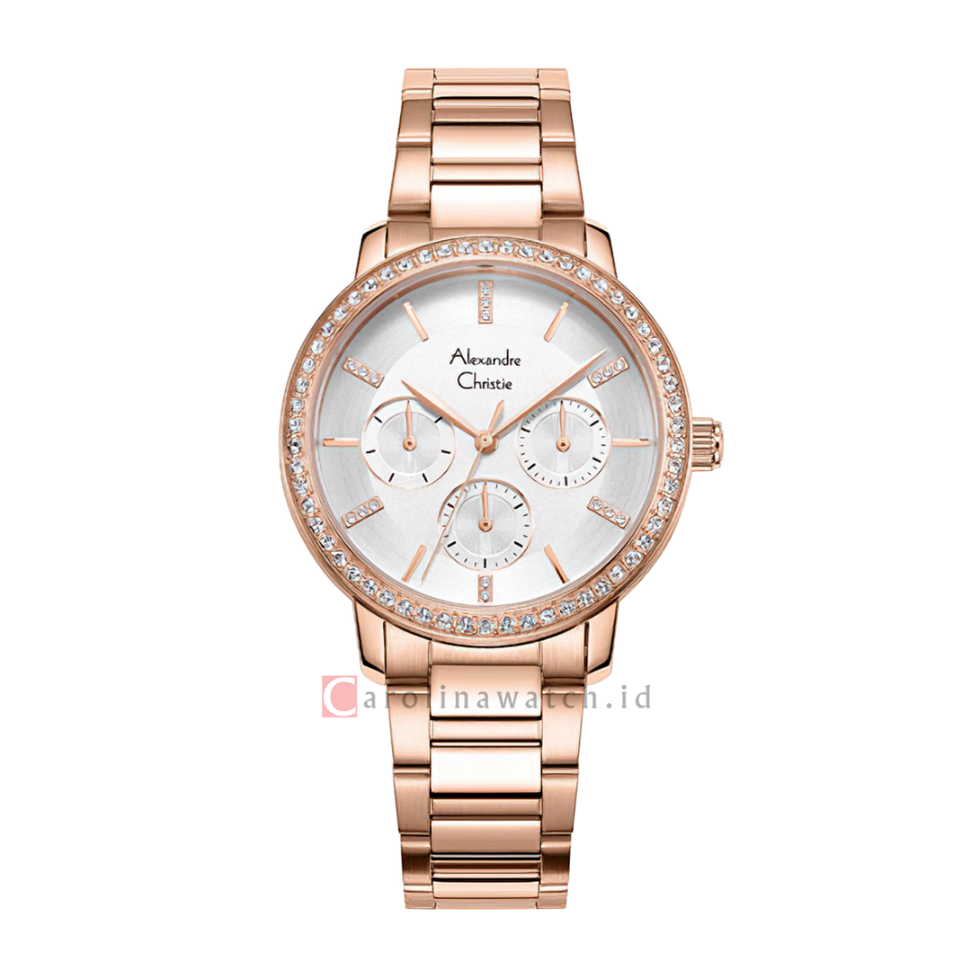 Jam Tangan Alexandre Christie Multifunction AC 2A47 BFBRGSL Women Silver Dial Rose Gold Stainless Steel Strap