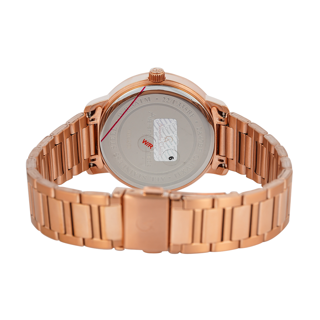 Jam Tangan Alexandre Christie Multifunction AC 2A47 BFBRGSL Women Silver Dial Rose Gold Stainless Steel Strap