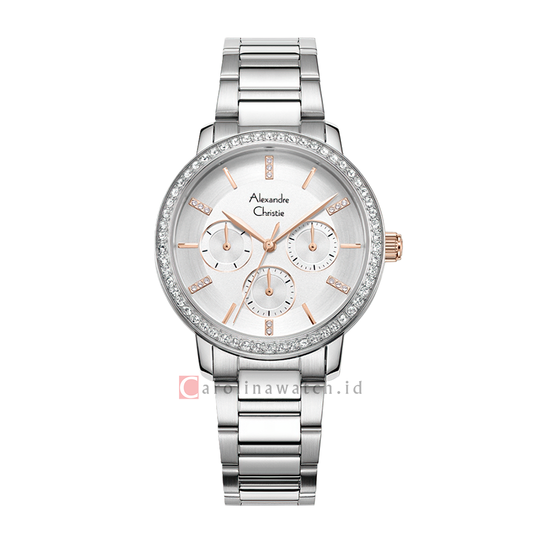 Jam Tangan Alexandre Christie Multifunction AC 2A47 BFBSSSLRG Women Silver Dial Stainless Steel Strap