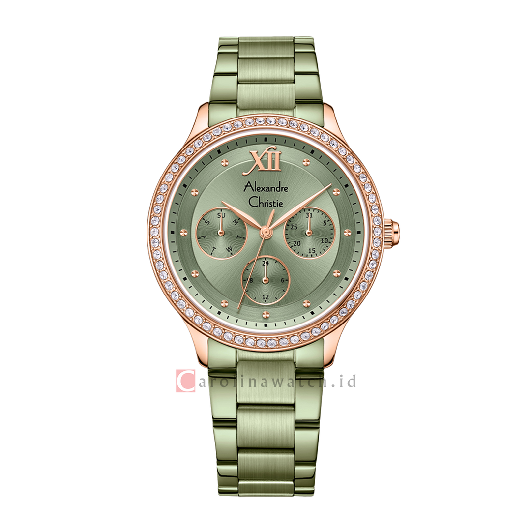 Jam Tangan Alexandre Christie Classic AC 2A48 BFBRNGN Women Olive Green Dial Olive Green Stainless Steel Strap