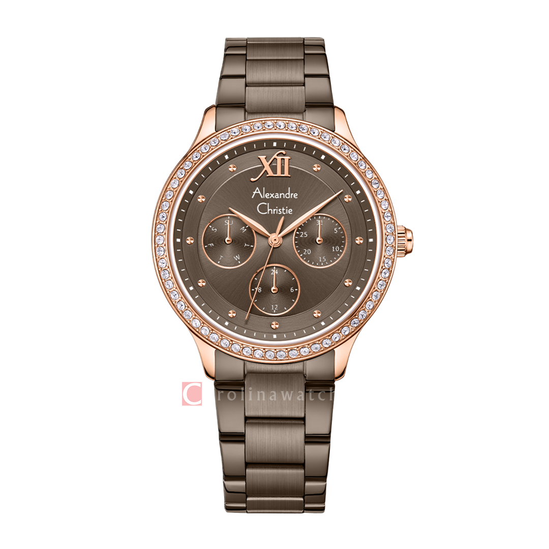 Jam Tangan Alexandre Christie Classic AC 2A48 BFBROBO Women Brown Dial Brown Stainless Steel Strap