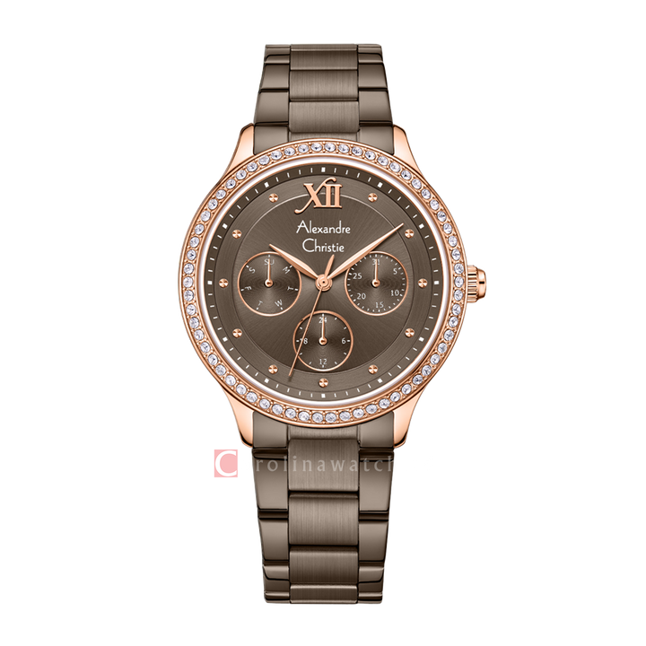 Jam Tangan Alexandre Christie Classic AC 2A48 BFBROBO Women Brown Dial Brown Stainless Steel Strap