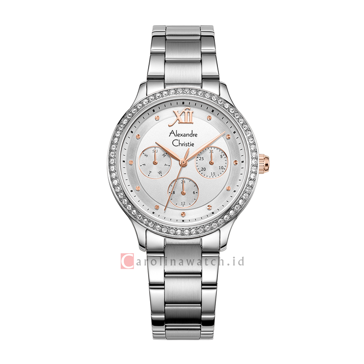 Jam Tangan Alexandre Christie AC 2A48 BFBSSSLRG Women White Dial Stainless Steel Strap