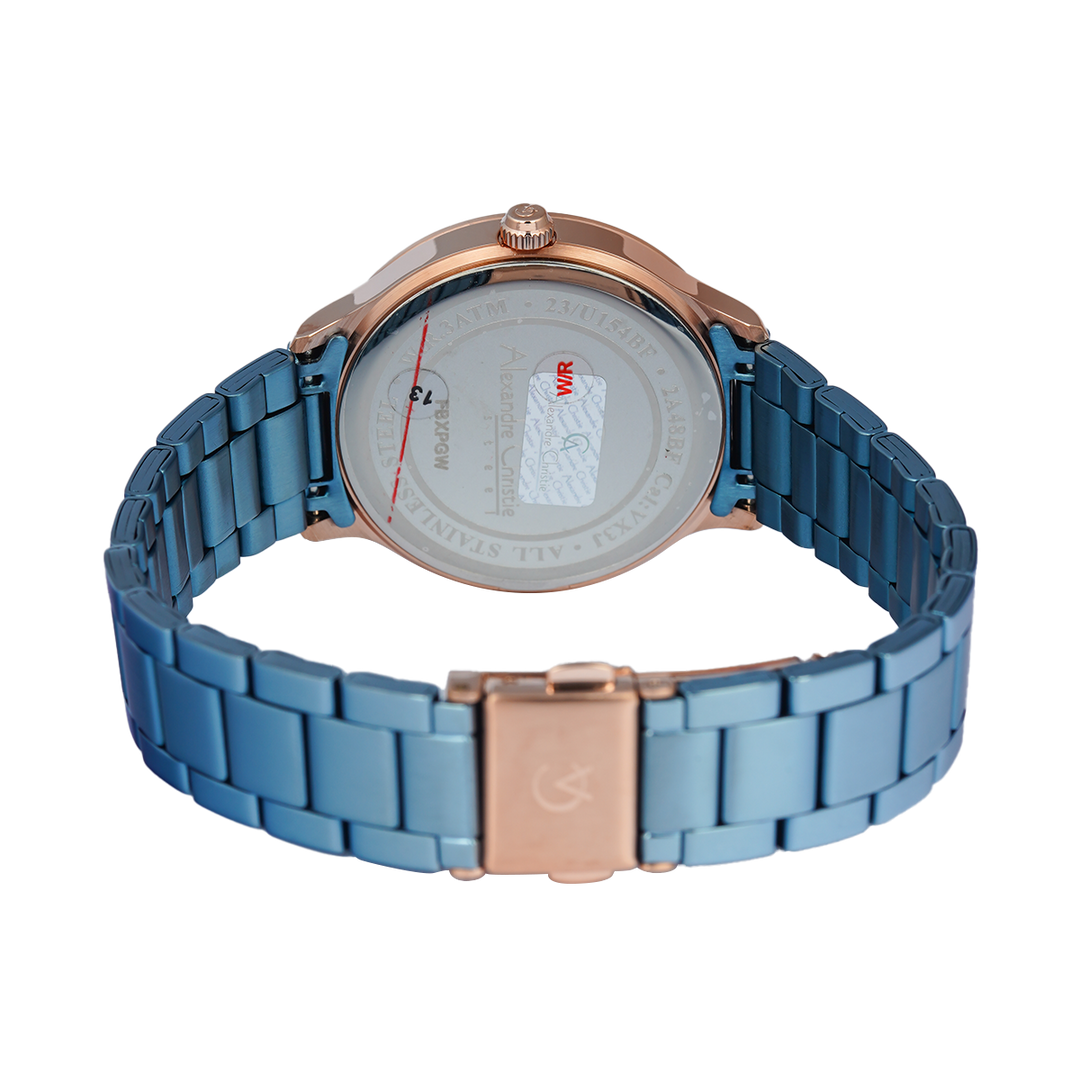 Jam Tangan Alexandre Christie Classic AC 2A48 BFBURBU Women Light Blue Dial Light Blue Stainless Steel Strap