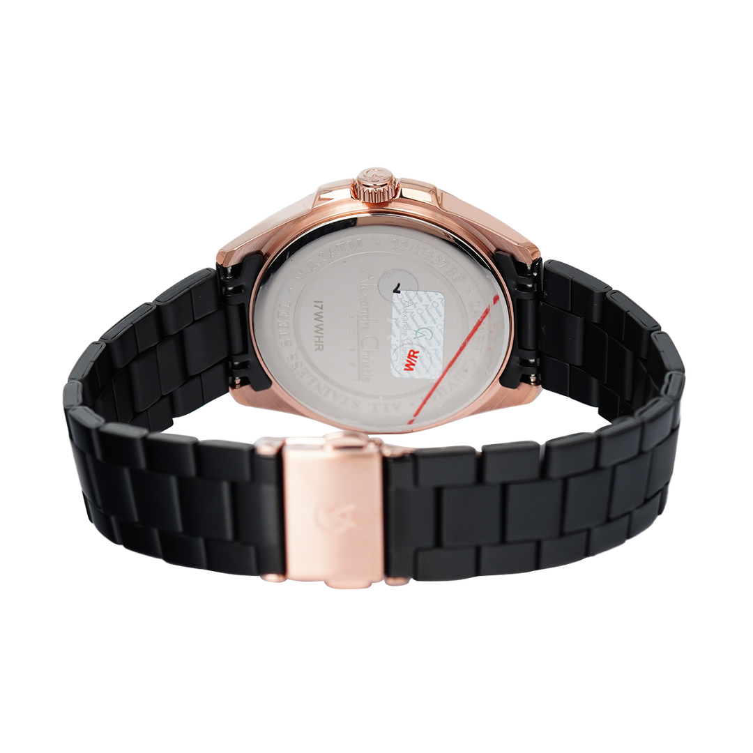 Jam Tangan Alexandre Christie AC 2A49 BFBBRBA Women Black Dial Black Stainless Steel Strap