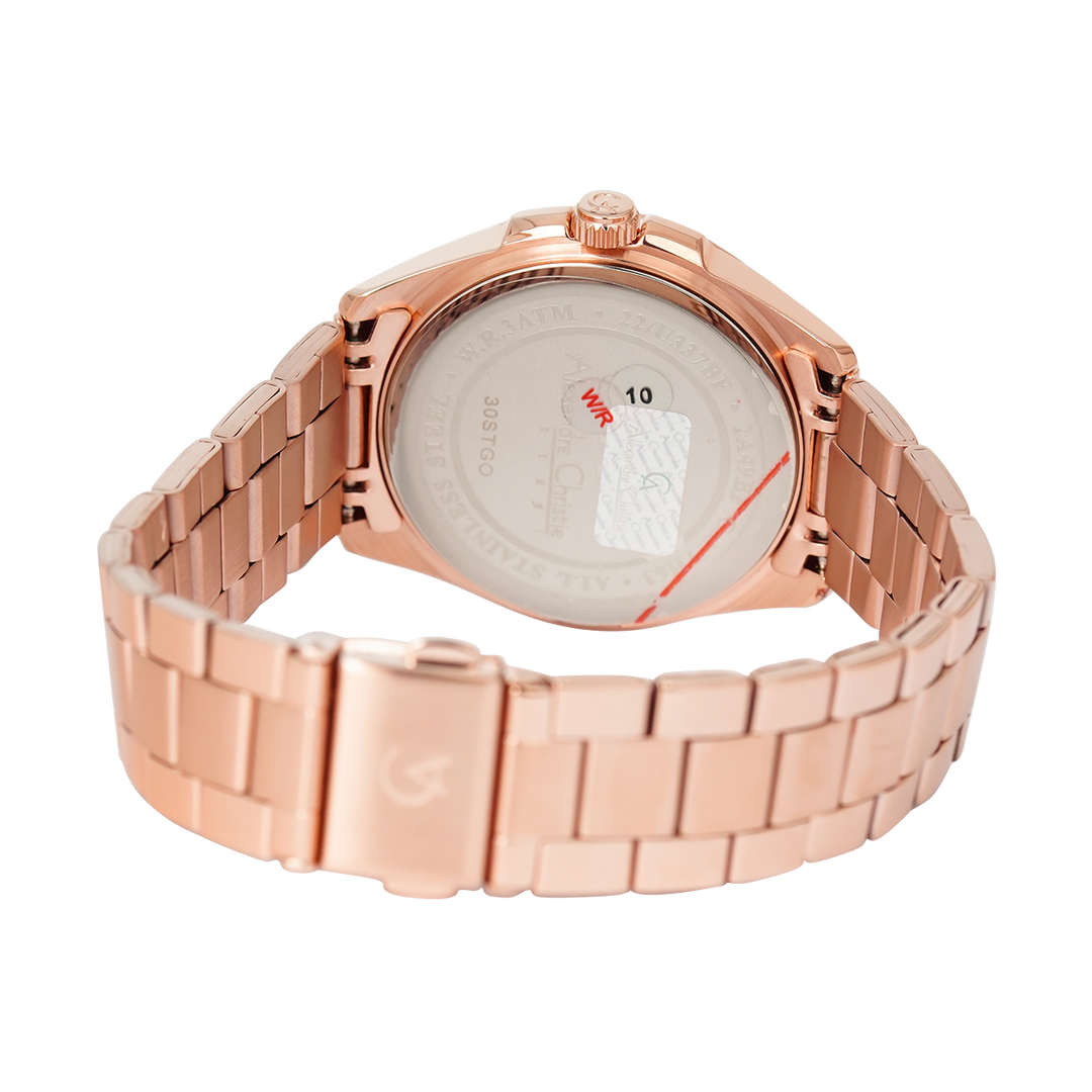 Jam Tangan Alexandre Christie AC 2A49 BFBRGSL Women Silver Dial Rose Gold Stainless Steel Strap