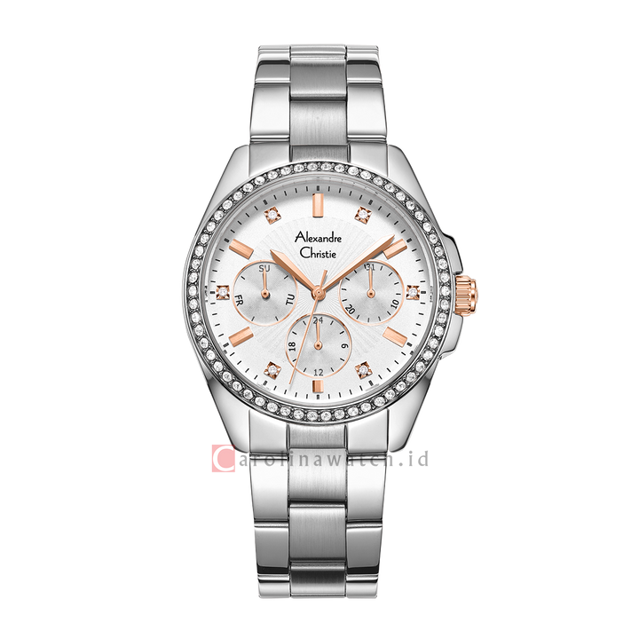 Jam Tangan Alexandre Christie AC 2A49 BFBSSSLRG Women Silver Dial Stainless Steel Strap