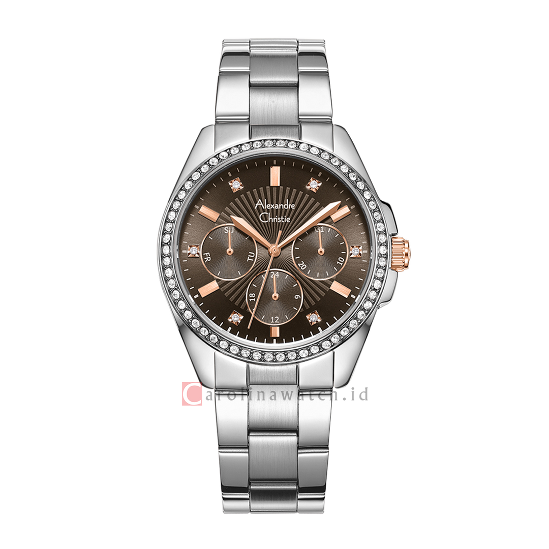 Jam Tangan Alexandre Christie AC 2A49 BFBTRGR Women Brown Dial Stainless Steel Strap