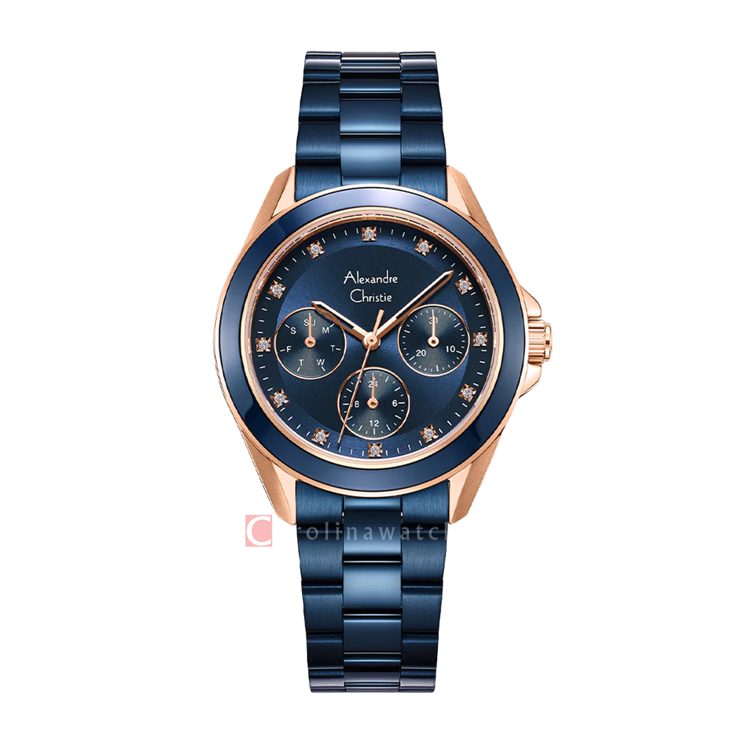 Jam Tangan Alexandre Christie Fashion AC 2A50 BFBURBU Women Blue Dial Blue Stainless Steel Strap