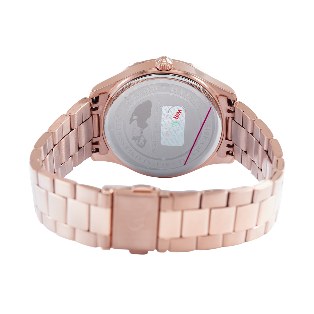 Jam Tangan Alexandre Christie AC 2A51 BFBRGSL Women Silver Dial Rose Gold Stainless Steel Strap