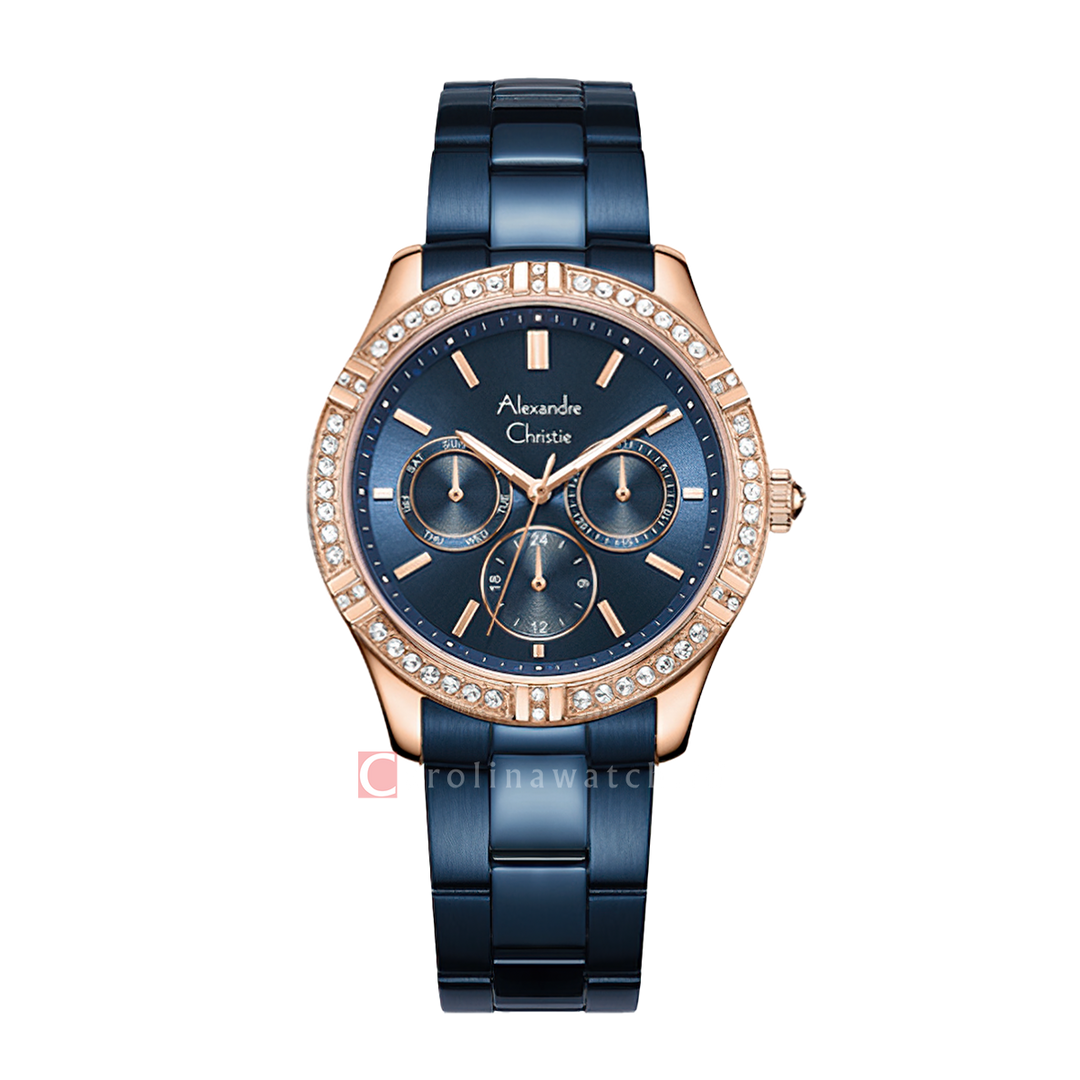 Jam Tangan Alexandre Christie AC 2A51 BFBURBU Women Blue Dial Blue Stainless Steel Strap