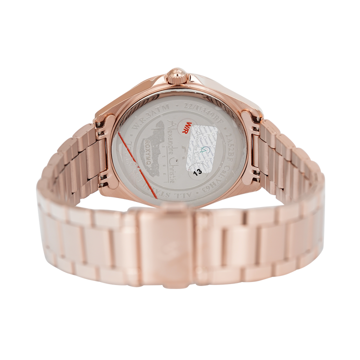 Jam Tangan Alexandre Christie Fashion AC 2A52 BFBRGLN Women Rose Gold Dial Rose Gold Stainless Steel Strap