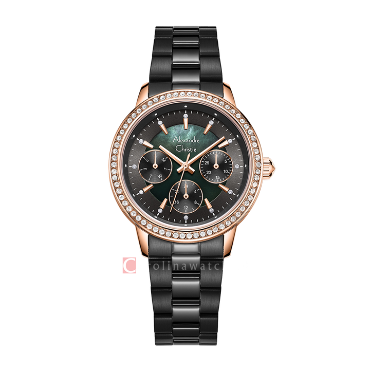 Jam Tangan Alexandre Christie AC 2A53 BFBBRBA Women Black MOP Dial Black Stainless Steel Strap