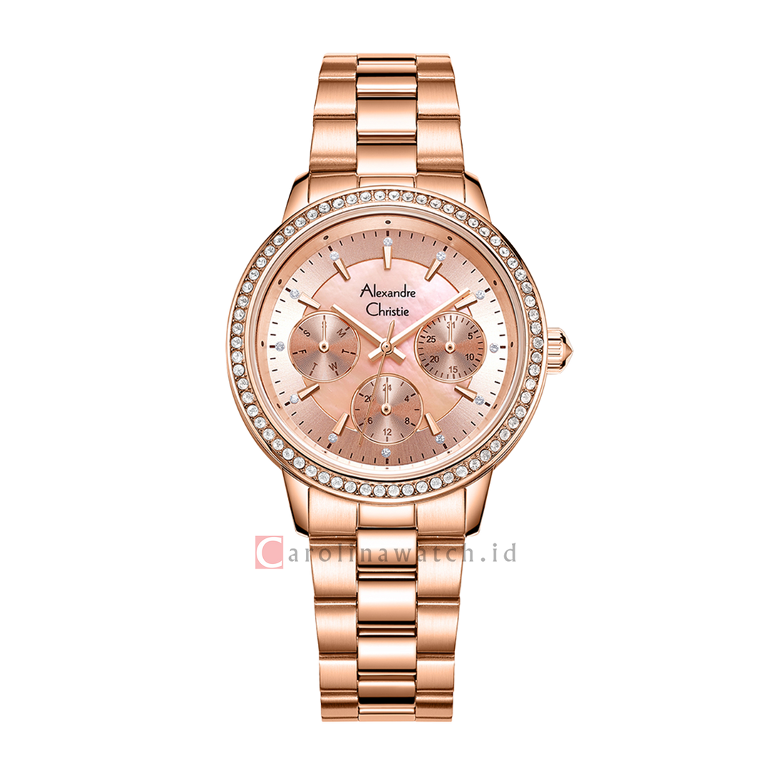 Jam Tangan Alexandre Christie AC 2A53 BFBRGLN Women Rose Gold MOP Dial Rose Gold Stainless Steel Strap