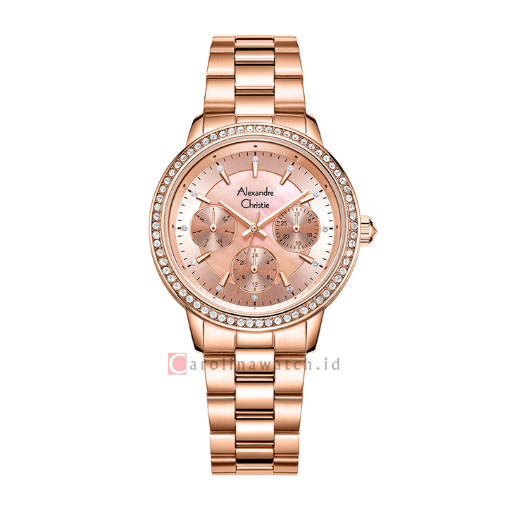 Jam Tangan Alexandre Christie AC 2A53 BFBRGLN Women Rose Gold MOP Dial Rose Gold Stainless Steel Strap